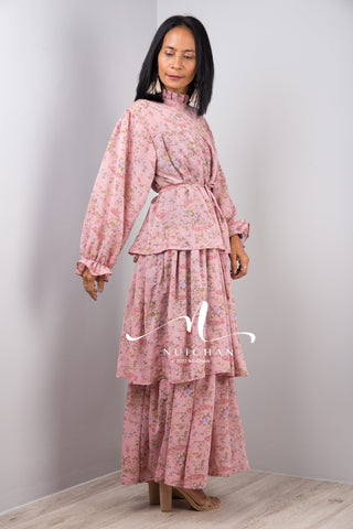 Nuichan women's modest maxi dress, long sleeve dress in chiffon fabric