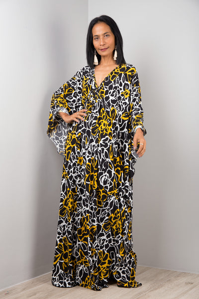 Boho Kaftan Frock Dress, Loose fit maxi dress, Resort kaftan dress