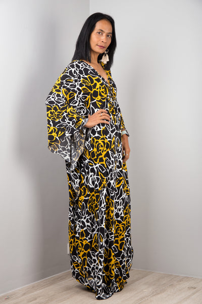 Boho Kaftan Frock Dress, Loose fit maxi dress, Resort kaftan dress
