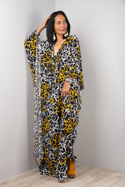 Boho Kaftan Frock Dress, Loose fit maxi dress, Resort kaftan dress