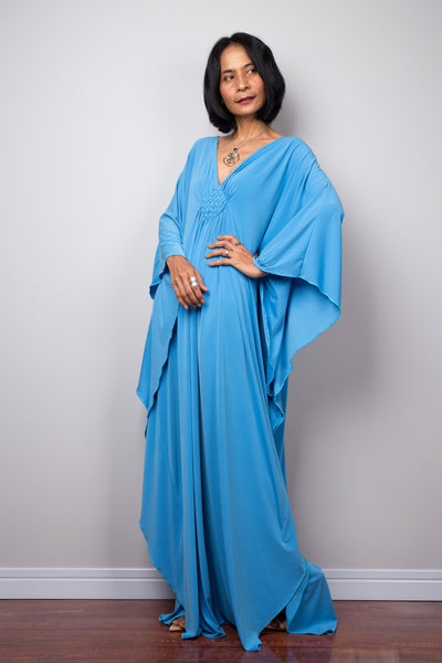 Long blue loose fit maxi dress by Nuichan