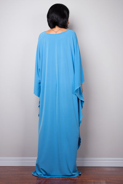 Baby blue kaftan dress by Nuichan (back view))