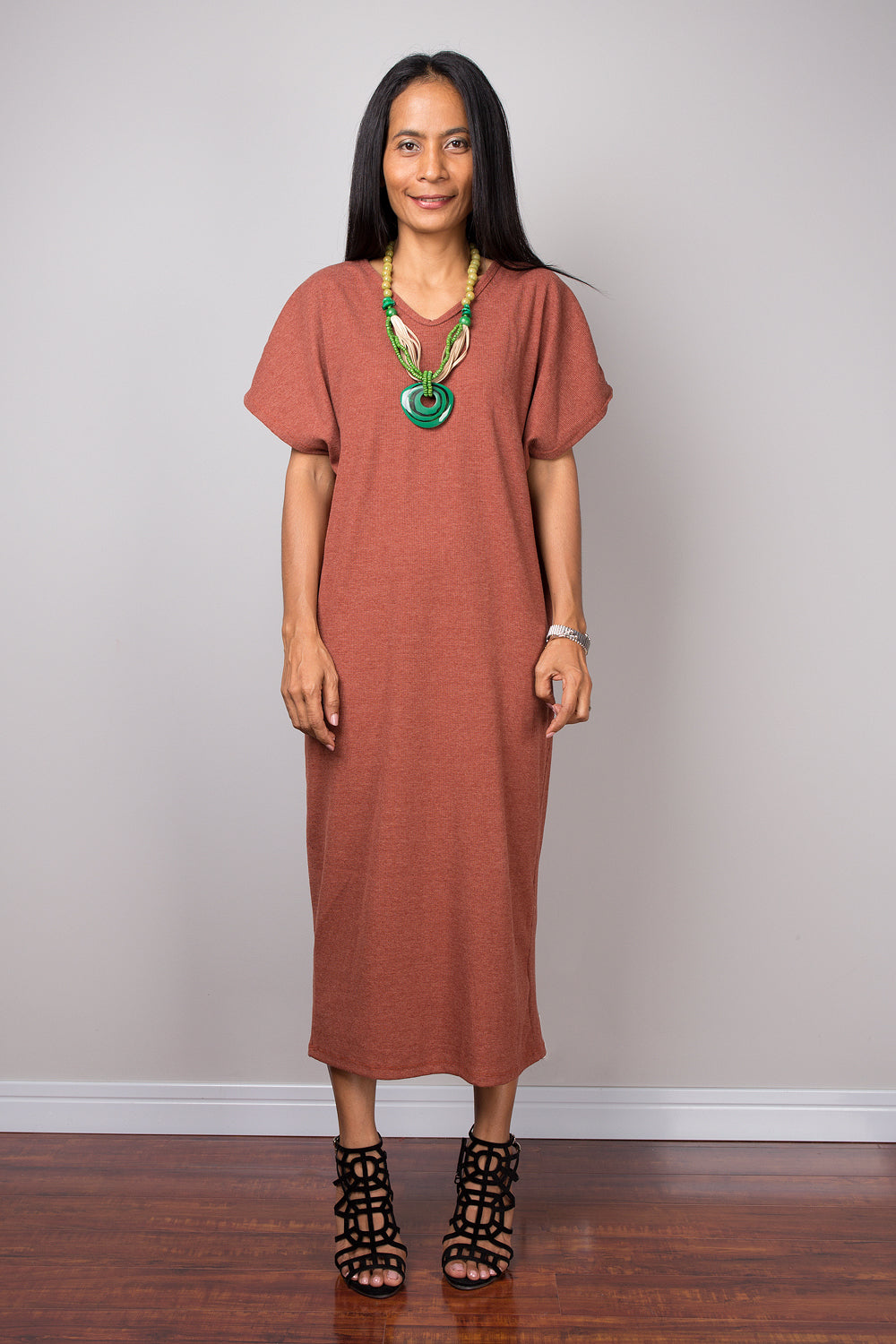casual tube dress Orange Viscose - Minimalist Short Sleeve Midi Dress CC knee length dresses XL=US 16 Authentic black gold 50th Color:As on photo