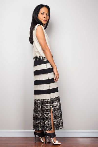 Tie dye dress, Bleached sleeveless Tube Maxi Dress, Summer Boho Festival Beach dress, Bleached Dress, T- shirt dress, Long beige and black Dress
