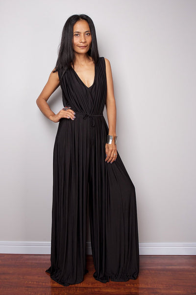 Black Jumpsuit - Sleeveless Black Jumper Maxi Dress