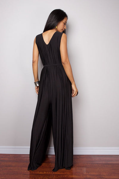 Black Jumpsuit - Sleeveless Black Jumper Maxi Dress