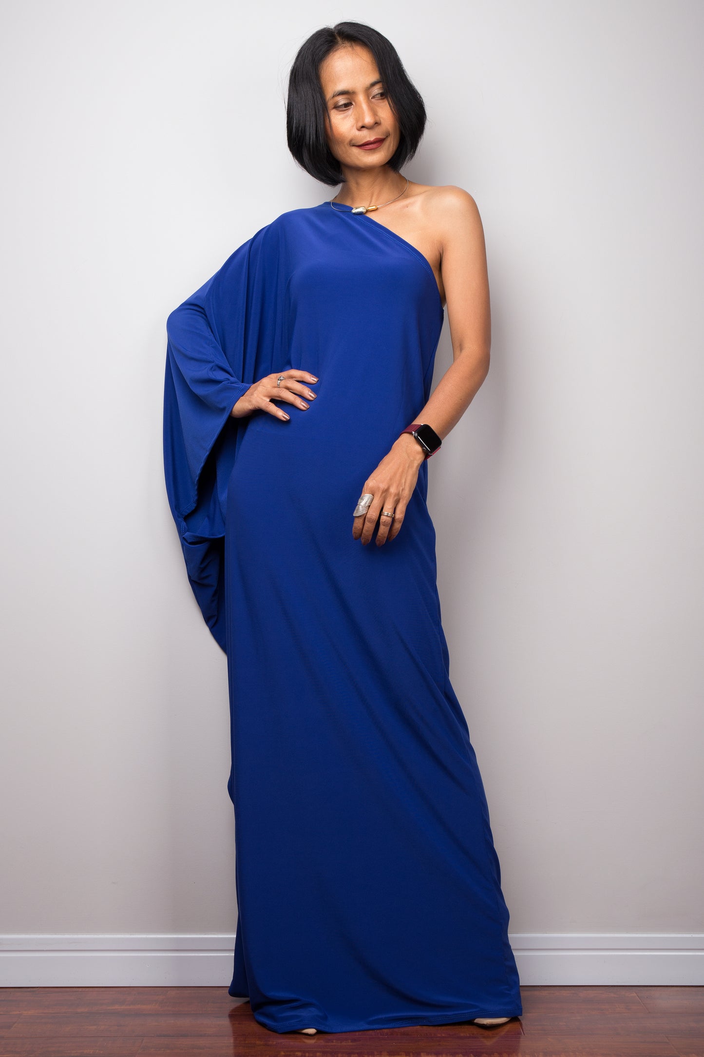 Royal Blue One Shoulder Dress. Cocktail dress by Nuichan