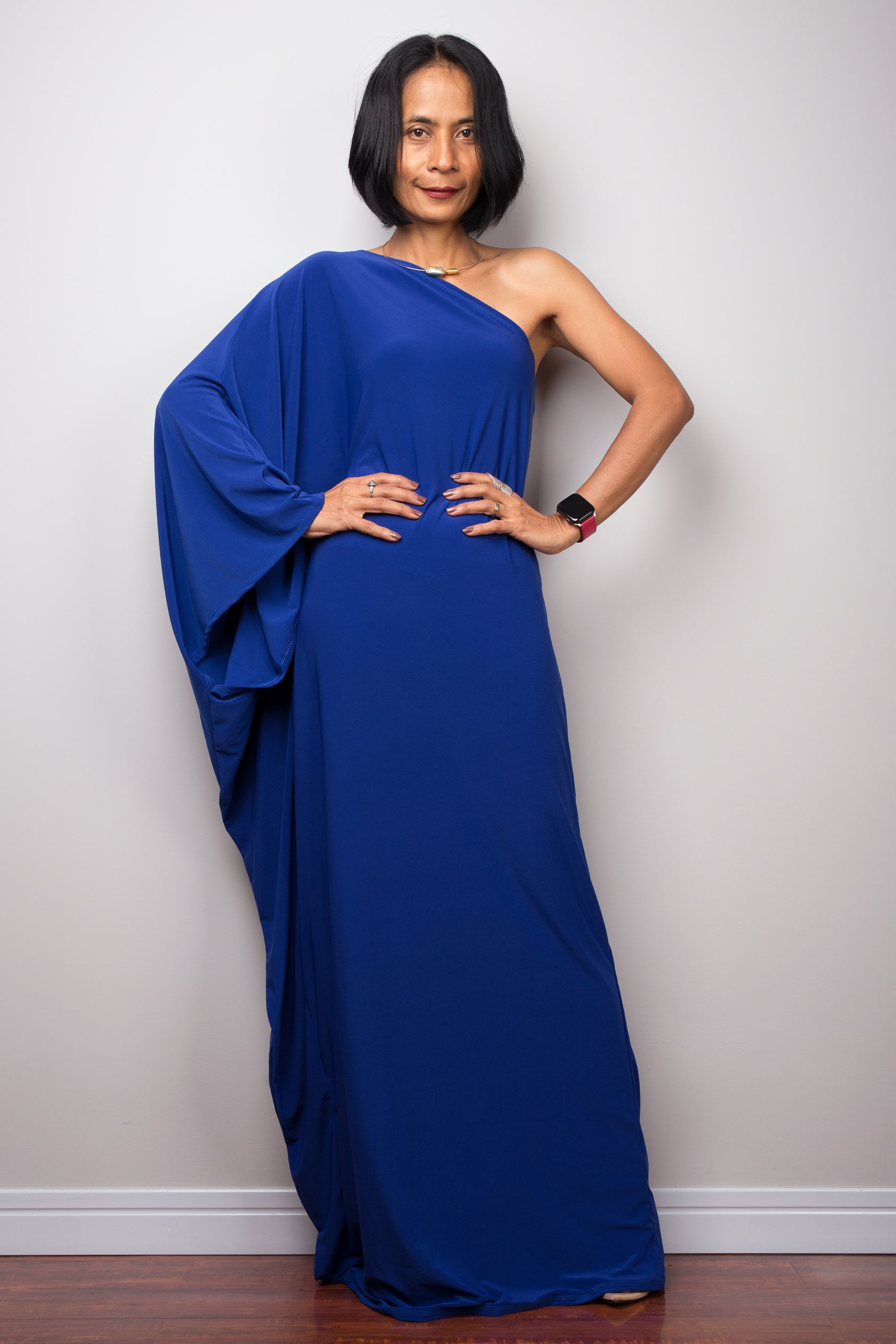 Royal Blue One Shoulder Dress. Cocktail dress by Nuichan