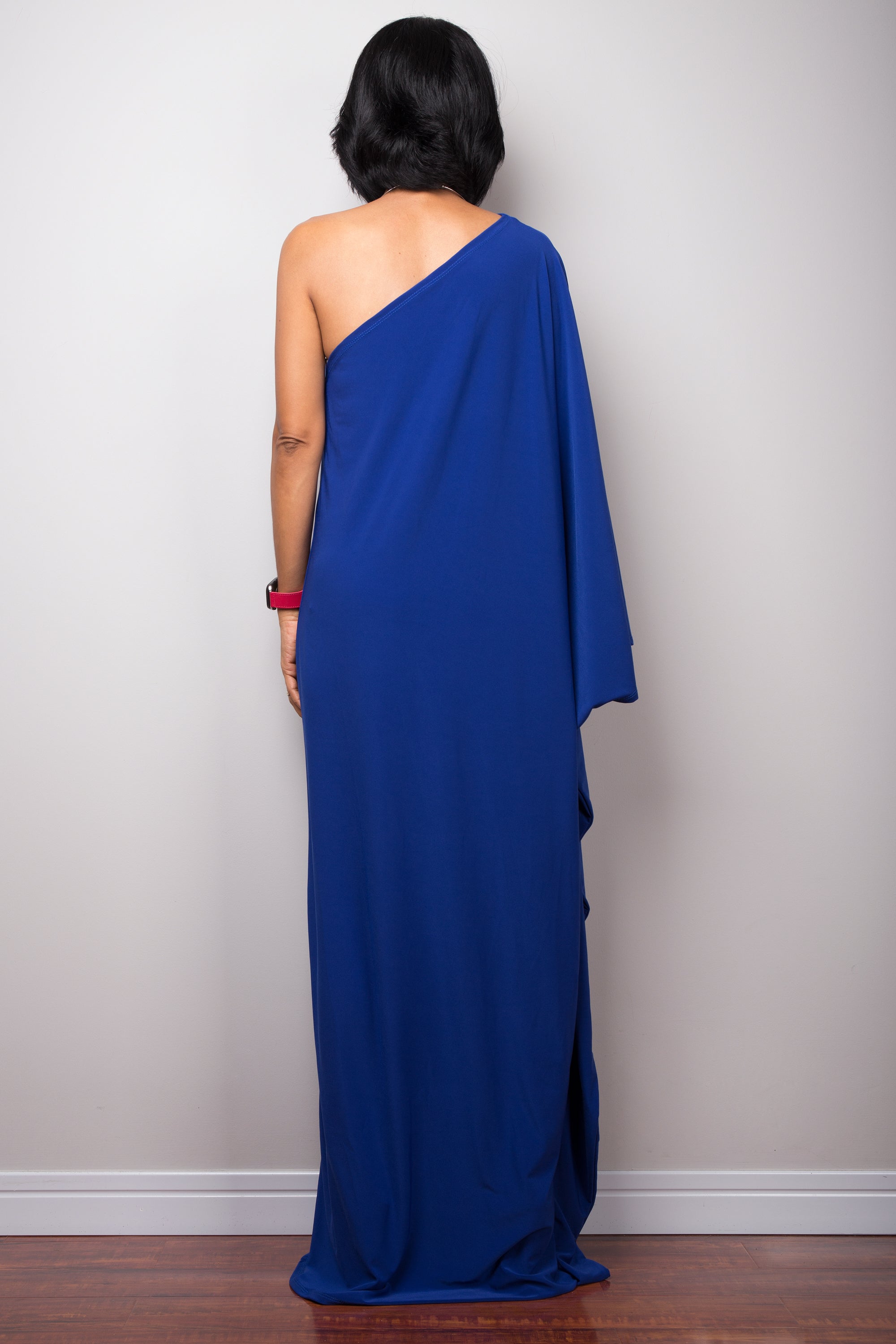 Royal Blue One Shoulder Dress. Cocktail dress by Nuichan