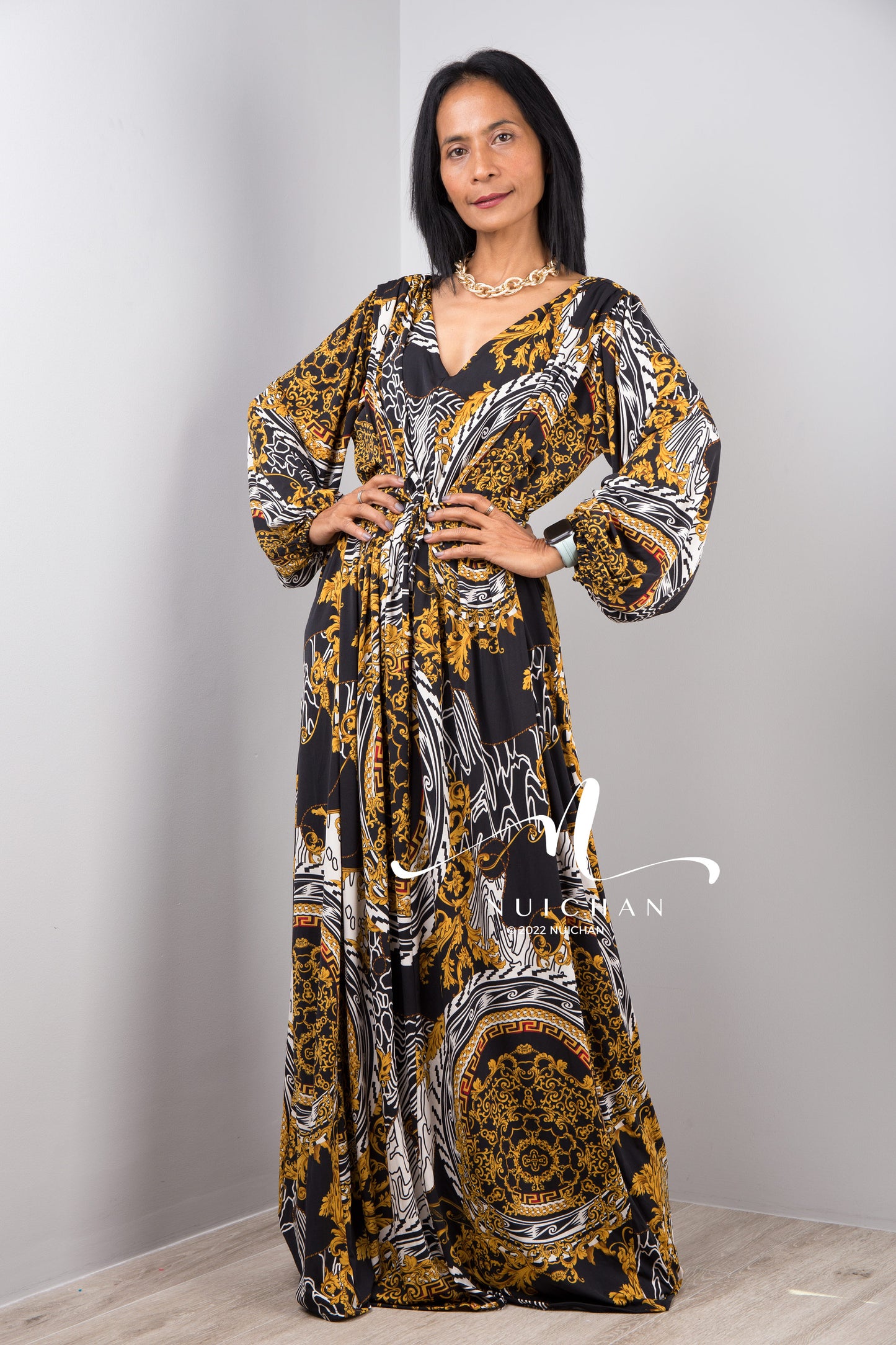 classy maxi dress with sleeves Elegant Tiered Long Sleeve Maxi Dress