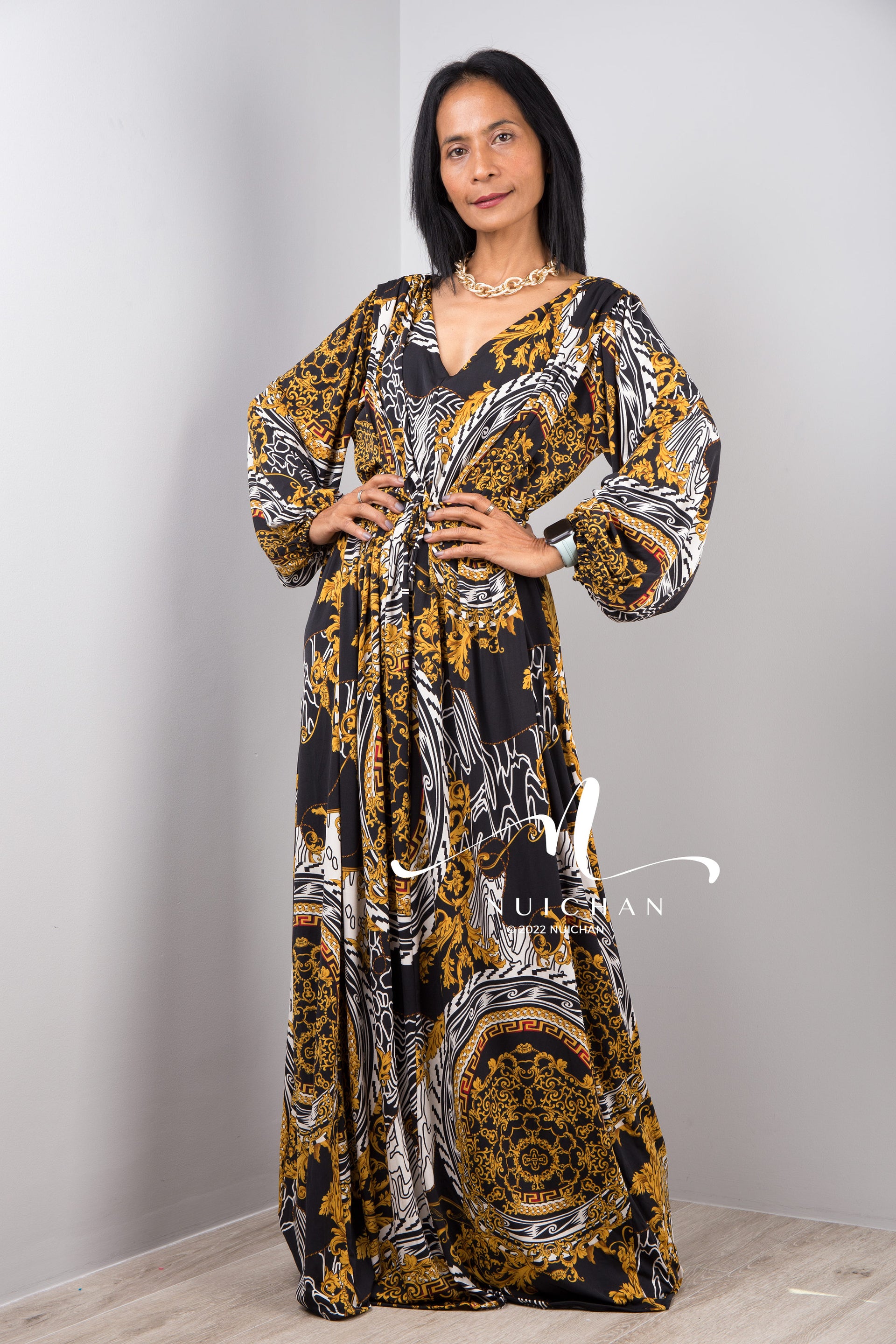 long sleeve boho maxi dresses chic dress with sleeves maxi bodycon dresses Rovos Rail South Africa: front detail make this Color:dark green