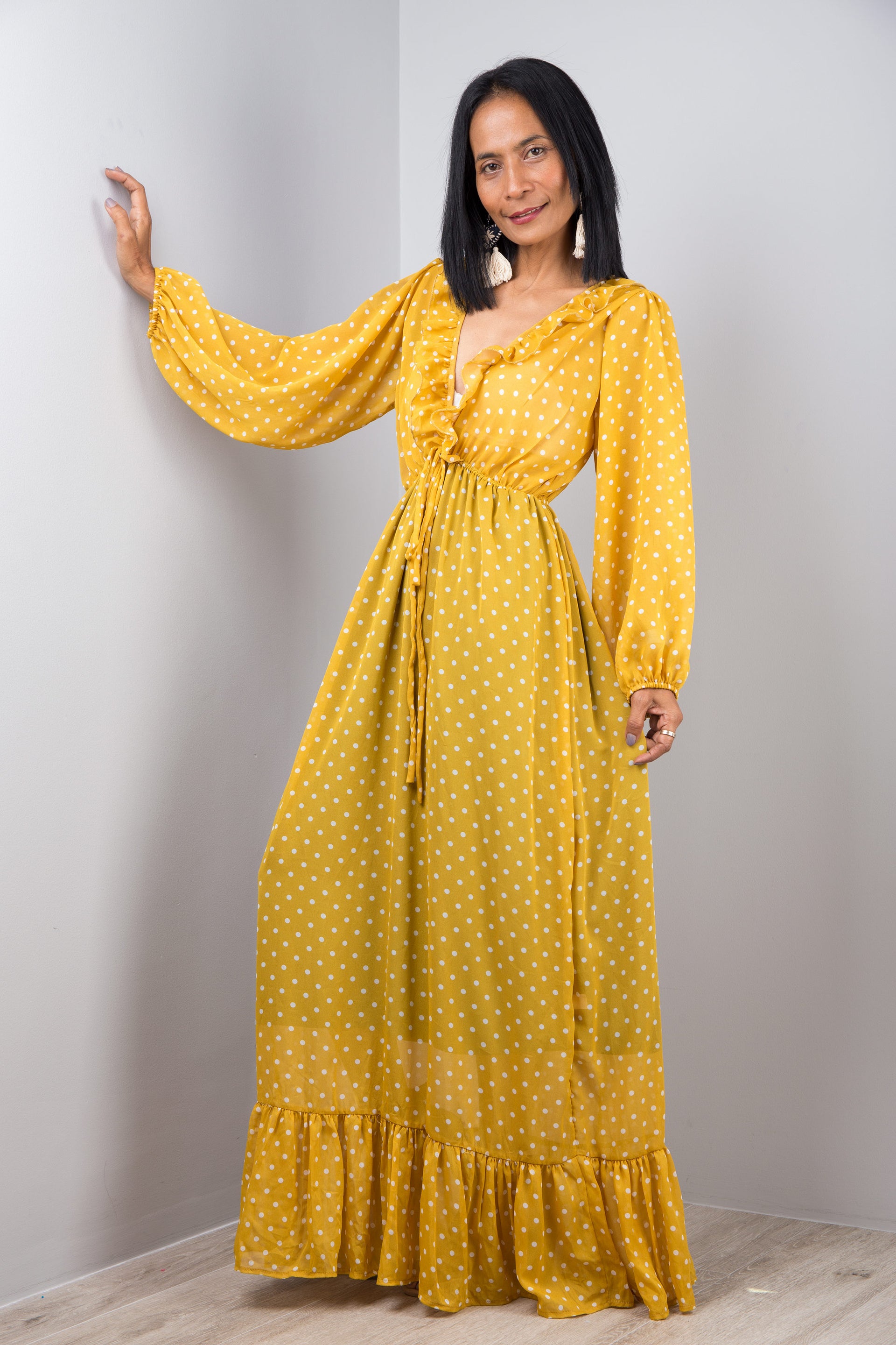 Yellow Chiffon Maxi dress