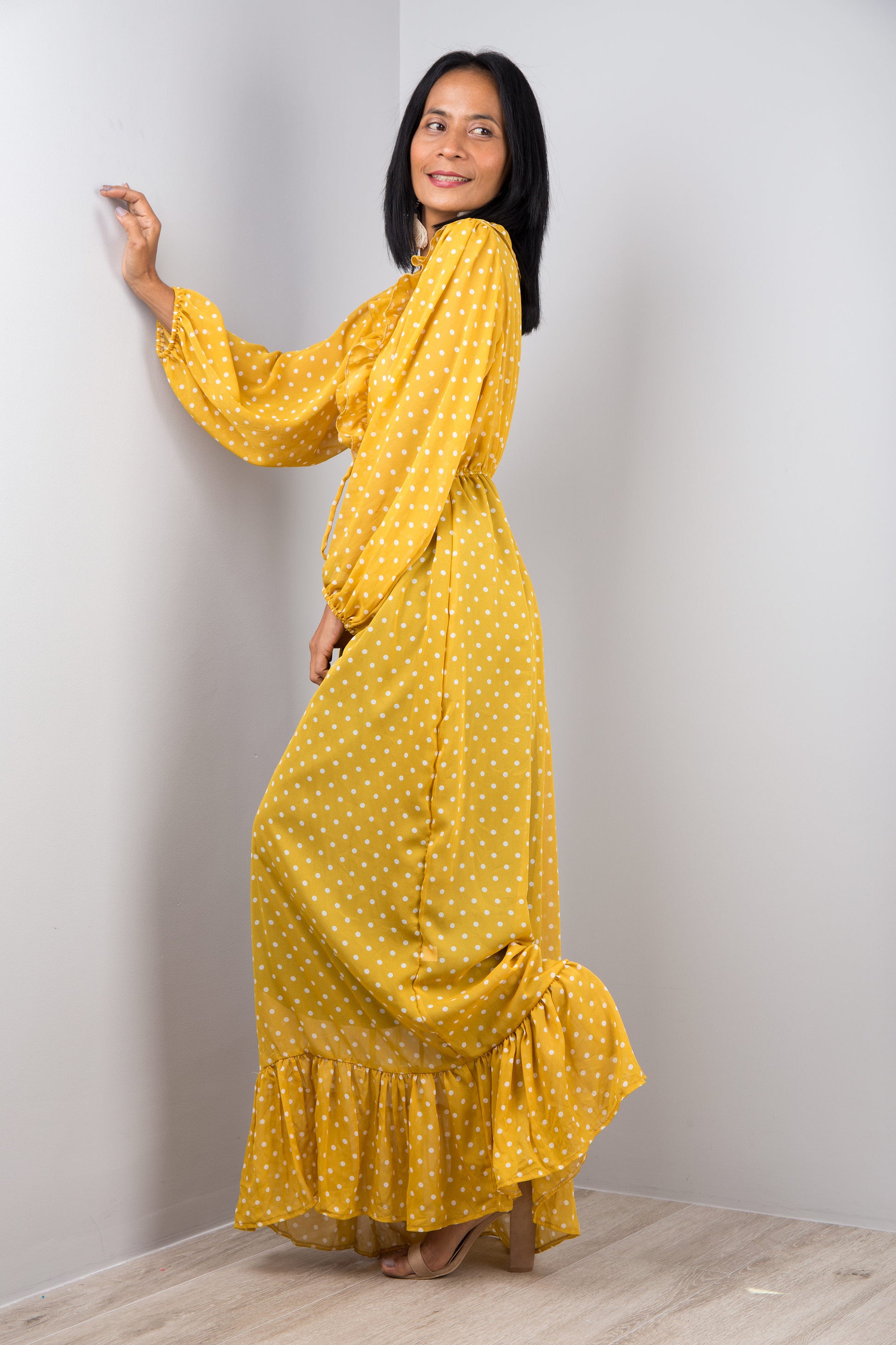Yellow Chiffon Maxi dress