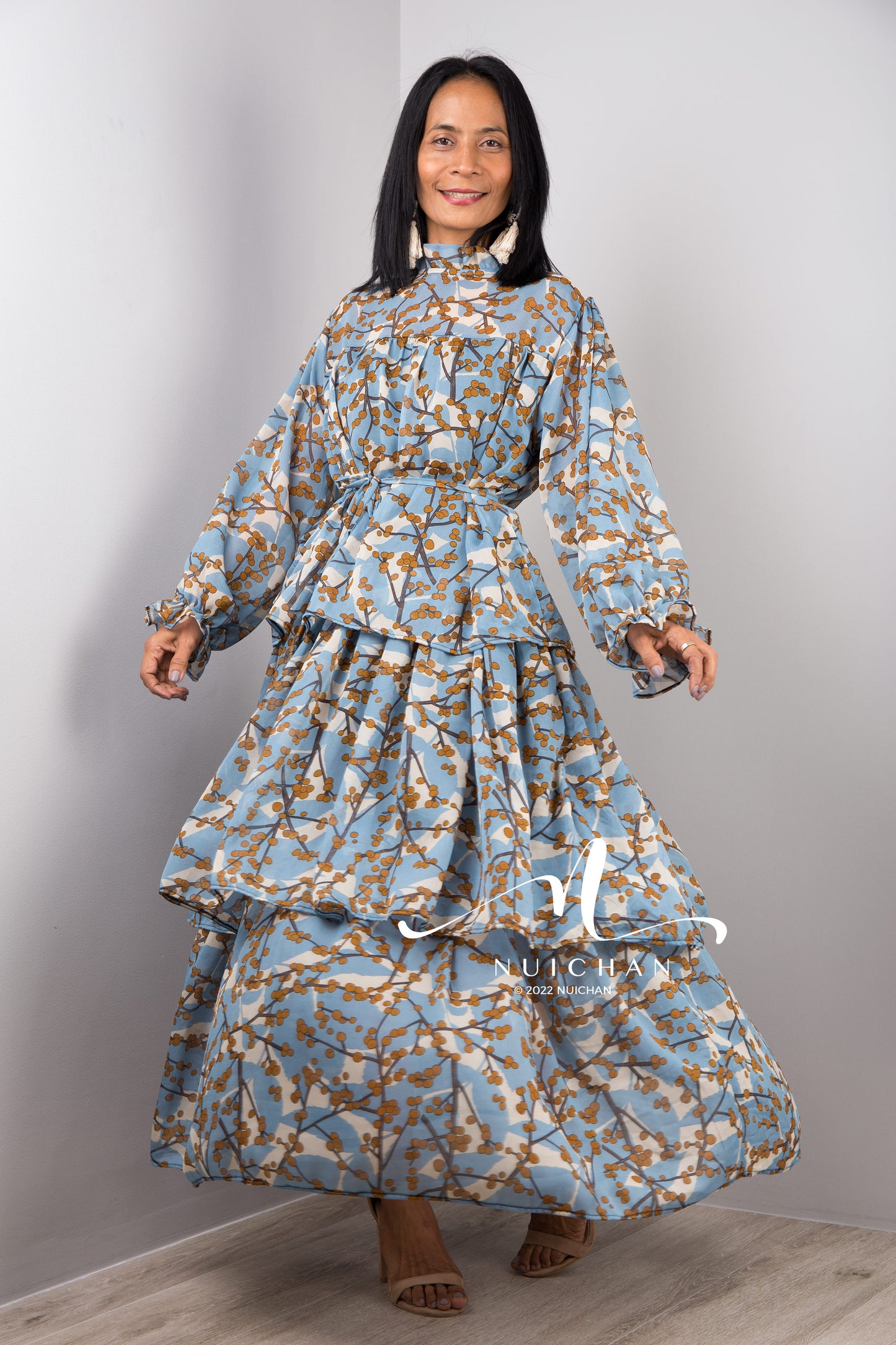 modest chiffon maxi dress Modest Baby Blue Chiffon Maxi Dresses 50351BM