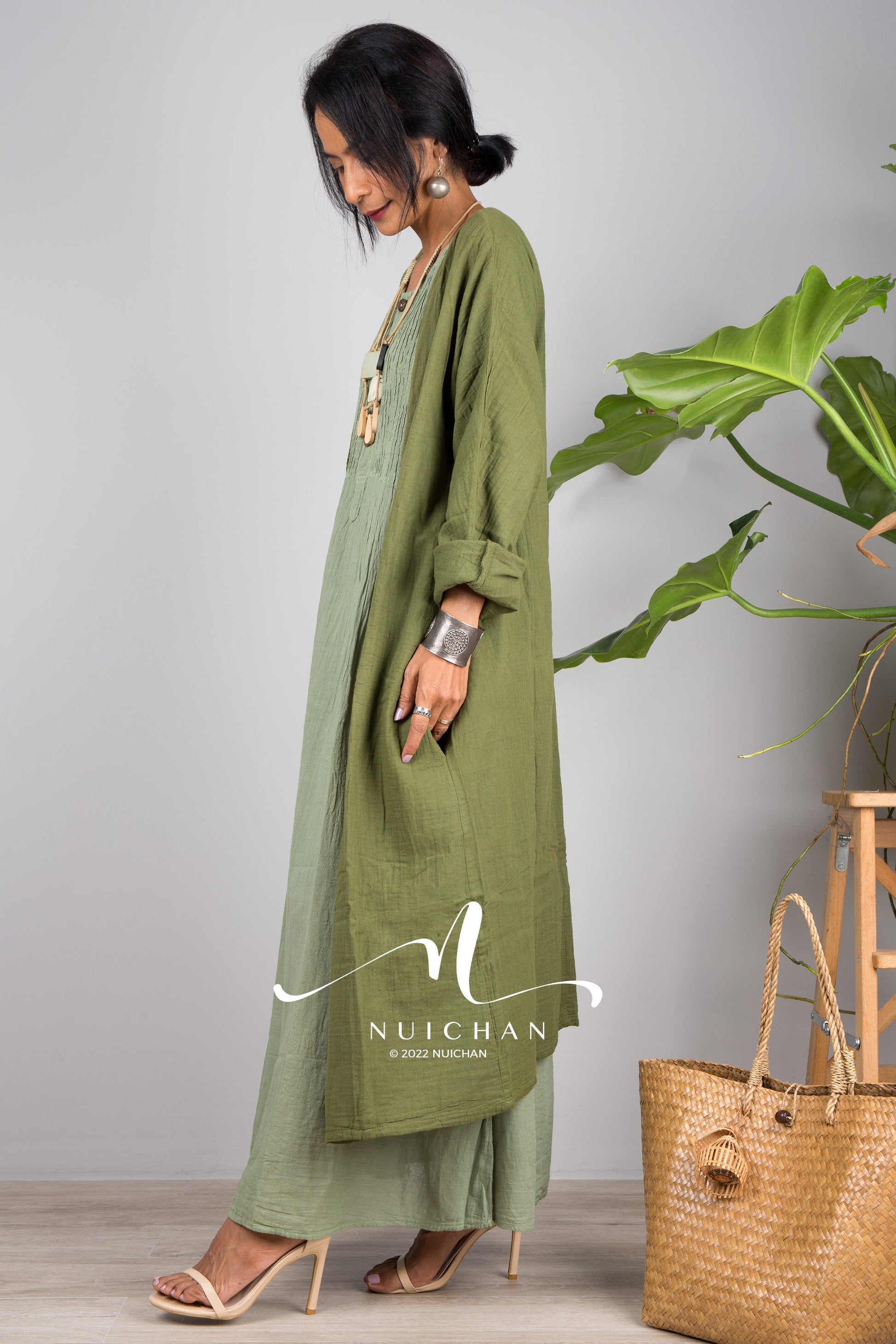 Nuichan women's summer cotton open front cardigan