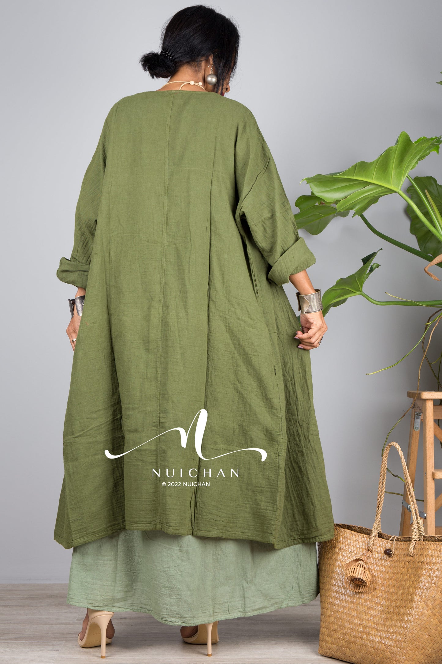 Nuichan women's summer cotton open front cardigan