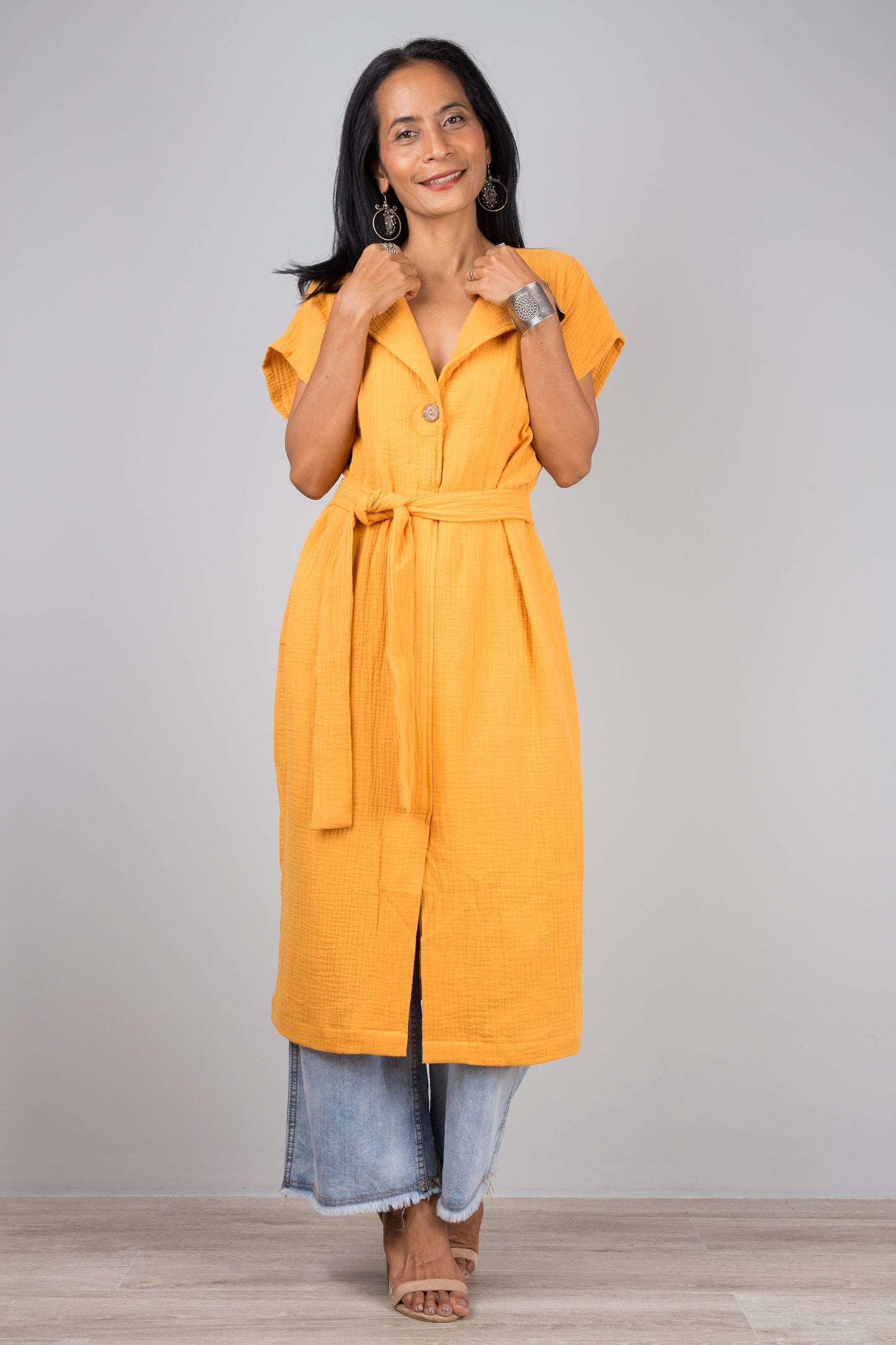 Shop Cotton Gauze Dress Online. Orange Dress by Nuichan