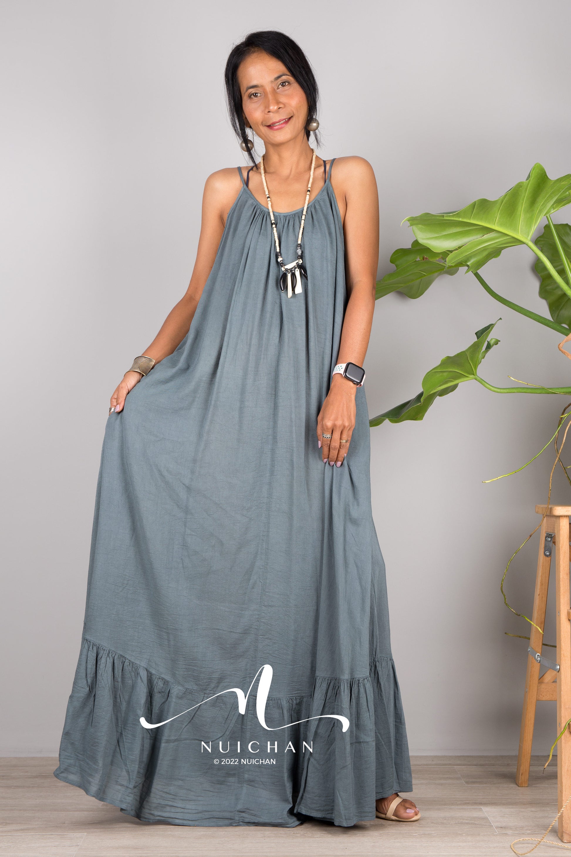 cotton on cami dress Black Cotton Poplin Elasticated Midi Cami Dress 56" / Custom Height (Free)
