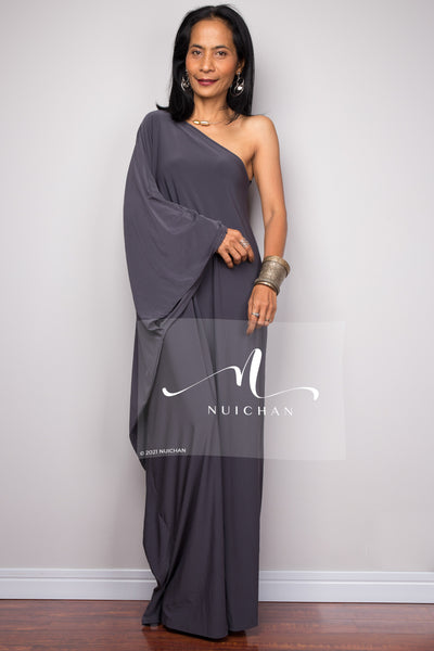 Grey one shoulder dress