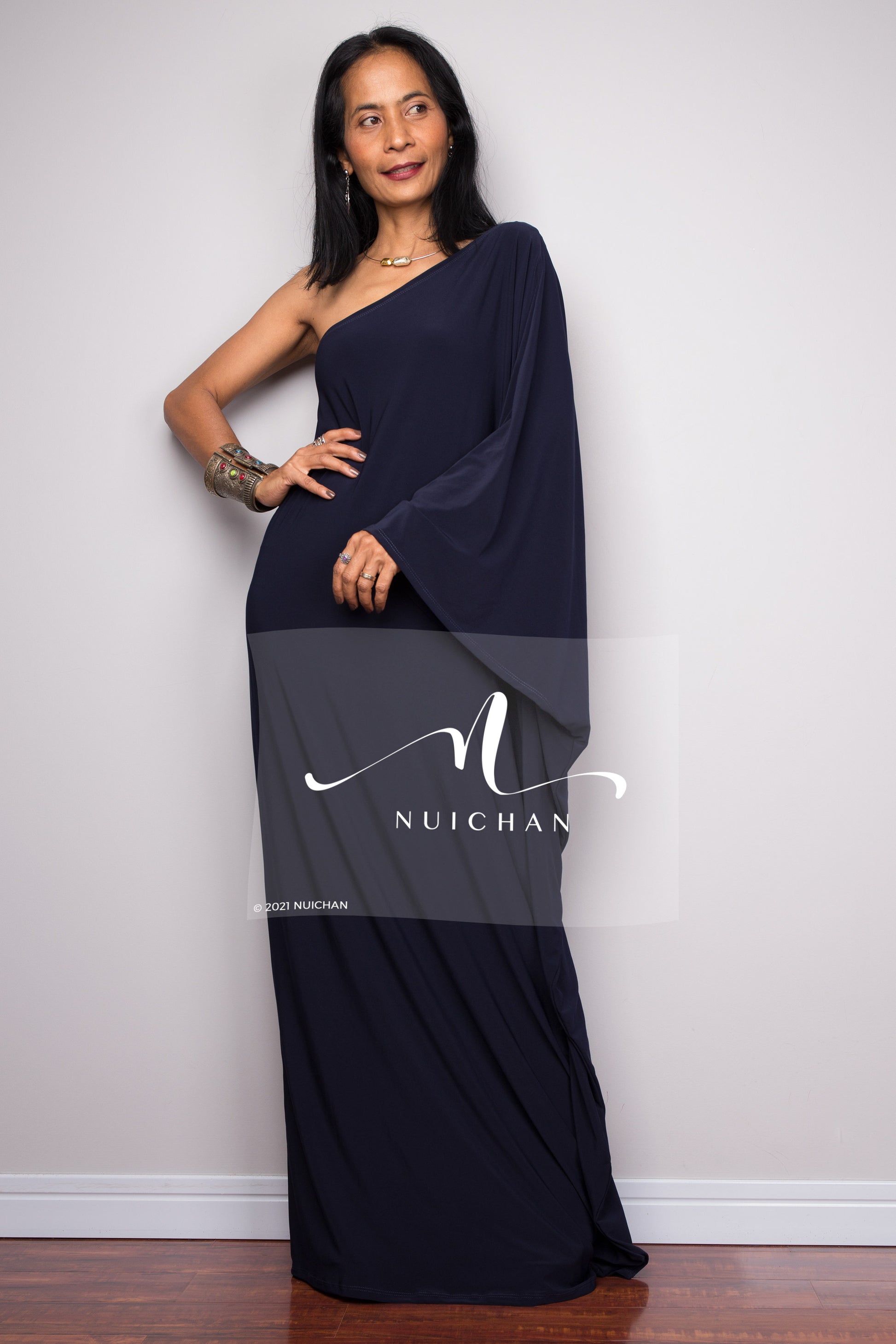 One Shoulder Dress. Asymmetric dress styles. Cocktail dress by Nuichan