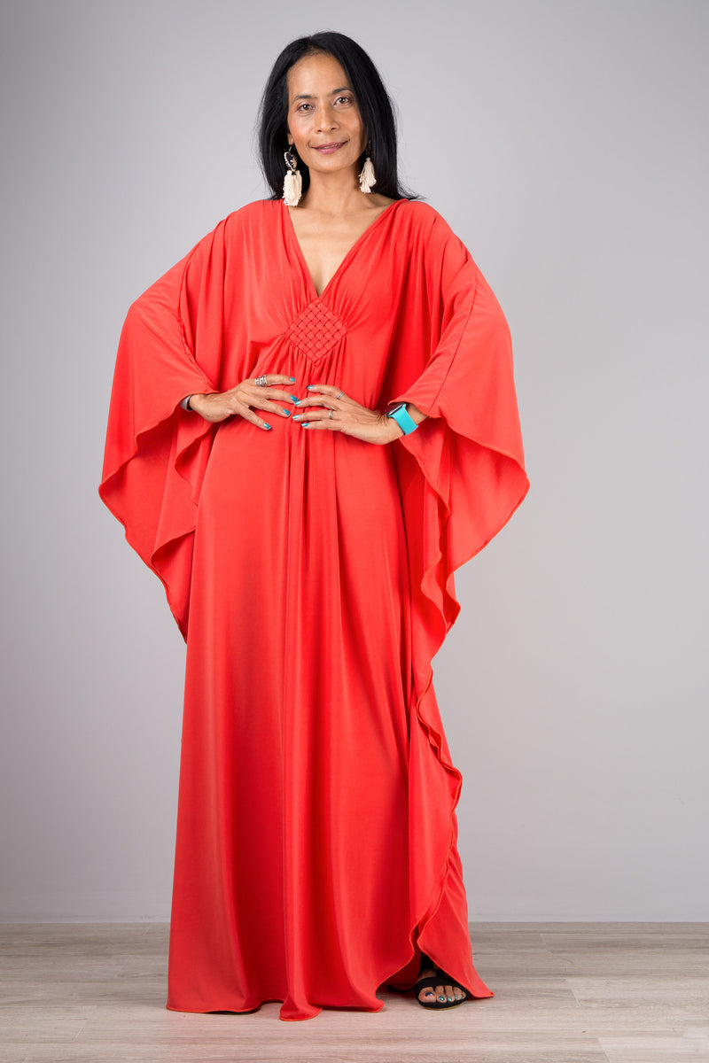 Kaftan dresses online. Orange kimono kaftan dress by Nuichan