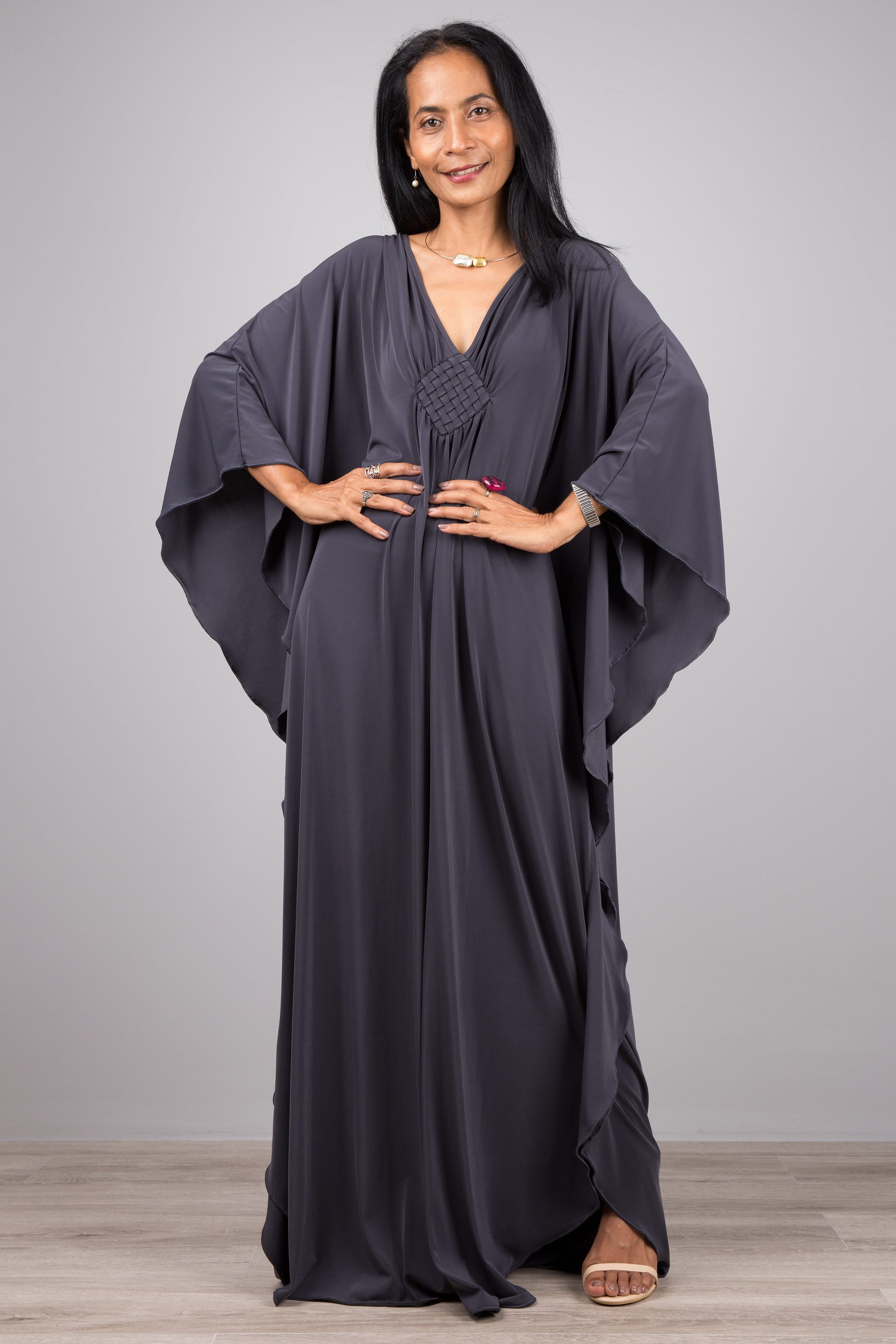 grey kaftan dress Drawstring Kaftan in Grey Tiles