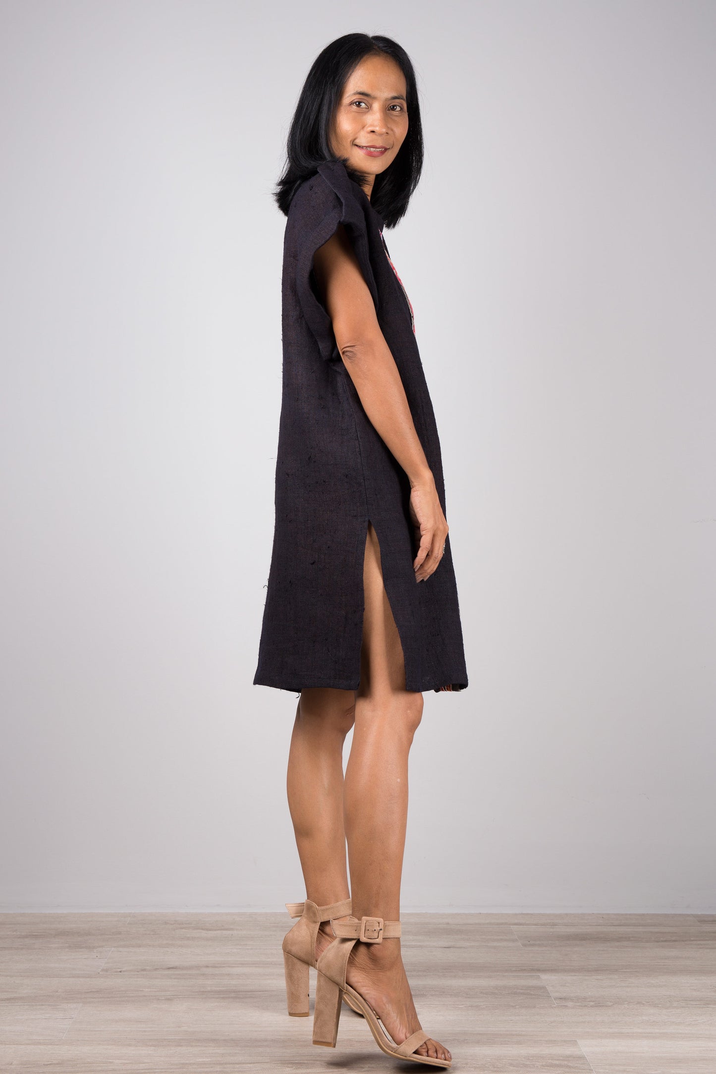 Short Indigo hemp dress