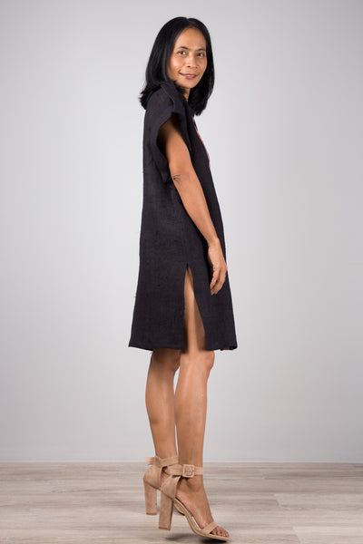 Short Indigo hemp dress