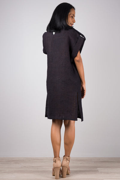 Short Indigo hemp dress