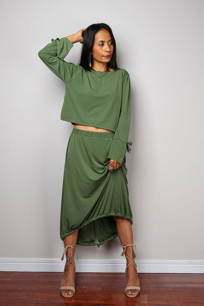 Two piece dress, green skirt and matching top, 2 piece set dress : Street Soul Collection no 3