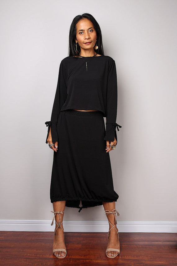 Black Two piece dress, Black skirt and matching top