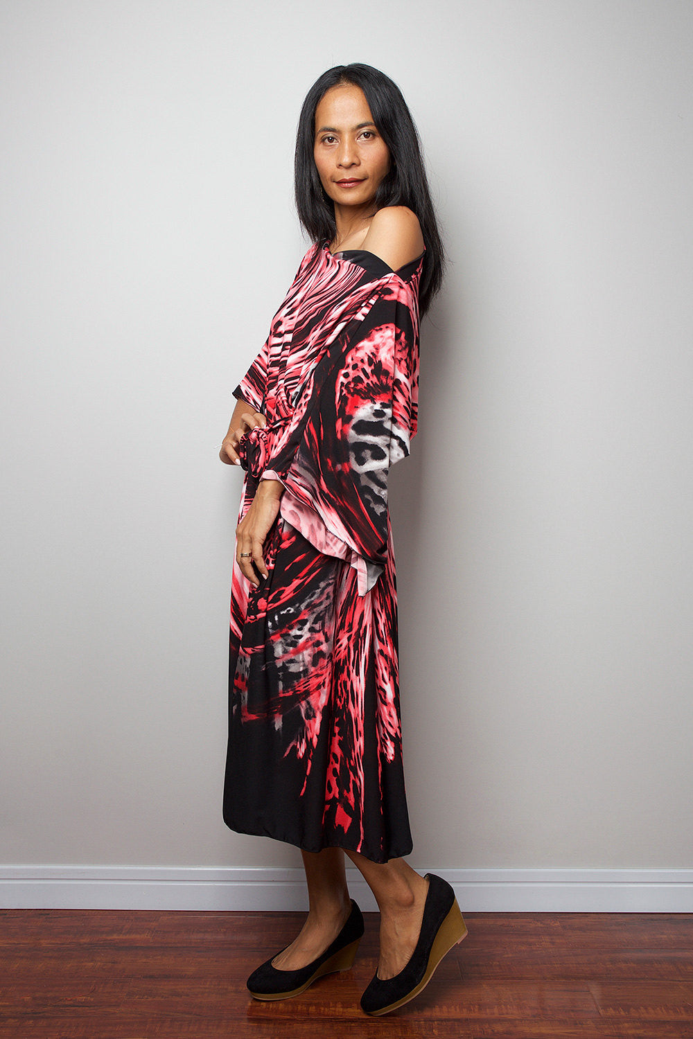 boho dress red Flamenco Wrap Maxi Add statement earrings and wedges for weddings or summer parties Ceyna Plus Size Women Deep