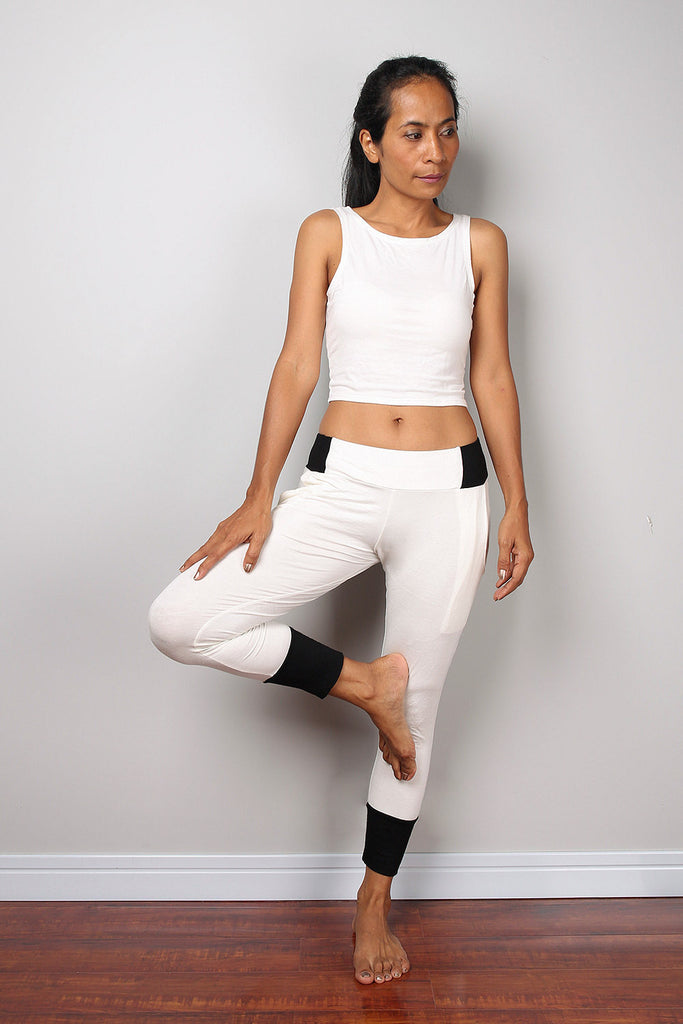 Off white pants / off white yoga pants / semi long white pants : Urban –  Nuichan