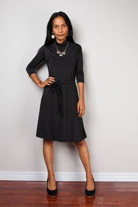 Short black dress, long sleeve dress, turtle neck dress, trendy black dress by Nuichan