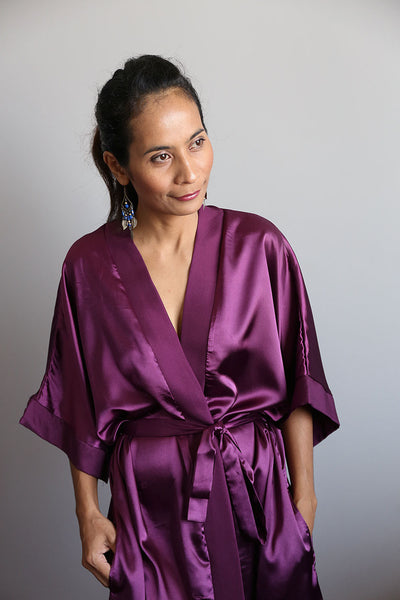 bridesmaid robe, purple robe, wedding robe, spa robe, beach robe by Nuichan