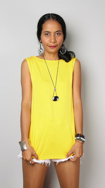 Yellow tank top, sleeveless t-shirt, yellow top by Nuichan