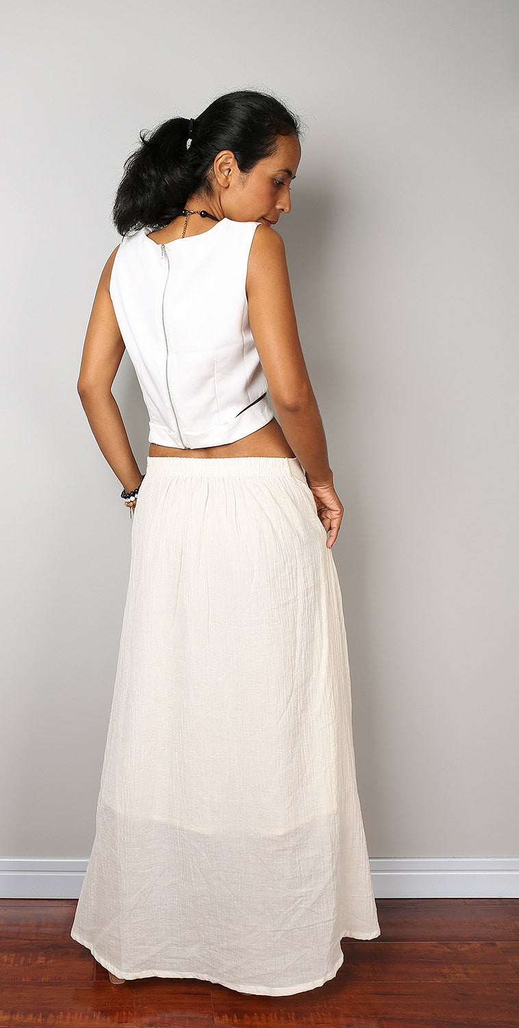 Cream skirt, wrap skirt, summer skirt, cotton skirt by Nuichan
