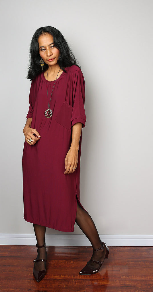 Mid length deals burgundy dress