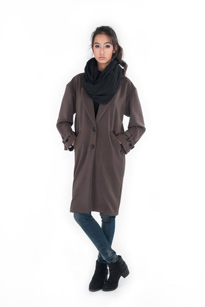 Dark brown trench coat, autumn coat, brown coat, elegant brown winter coat by Nuichan