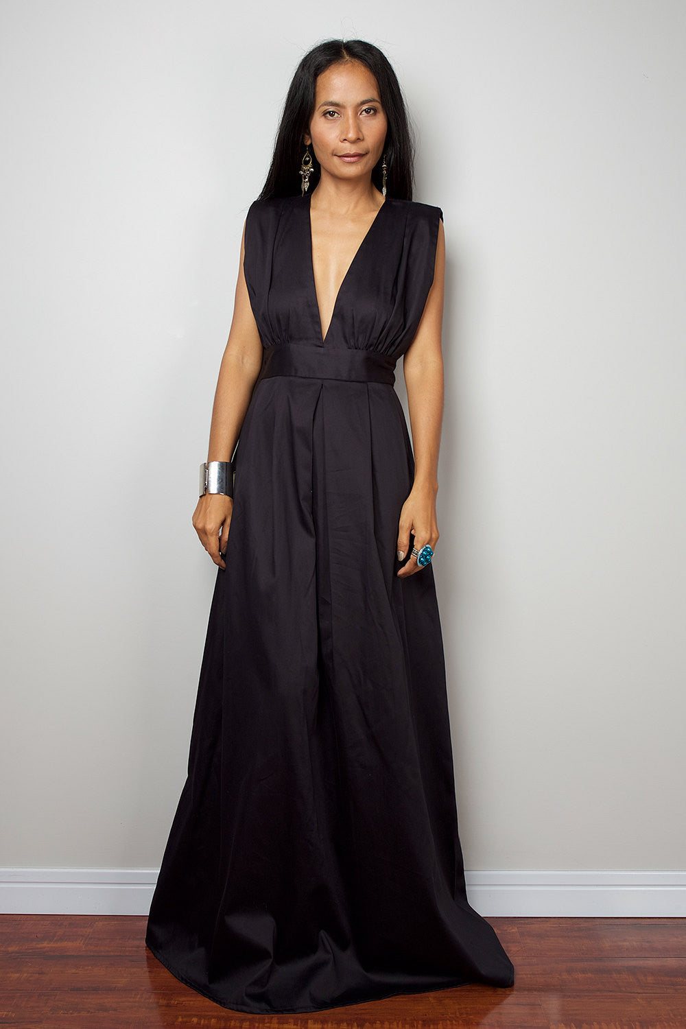 tiered maxi dress black Black Maxi Dress, Long black dress, Sleeveless dress, High waist dress – Nuichan