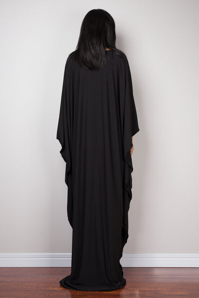 Nuichan women kaftan black dress online. Kimono caftan batwing dress