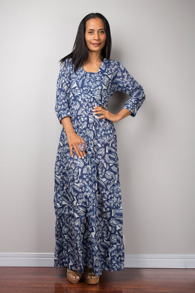 Blue Dress, summer dress, Long Sleeved Dress
