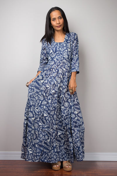 Blue Dress, summer dress, Long Sleeved Dress