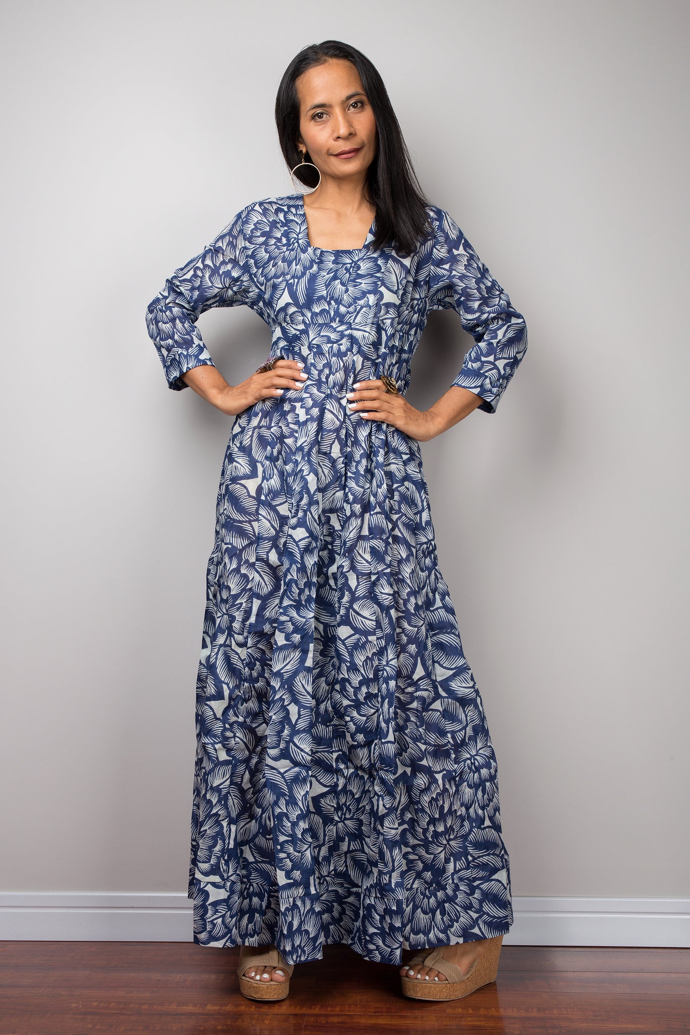 Blue Dress, summer dress, Long Sleeved Dress
