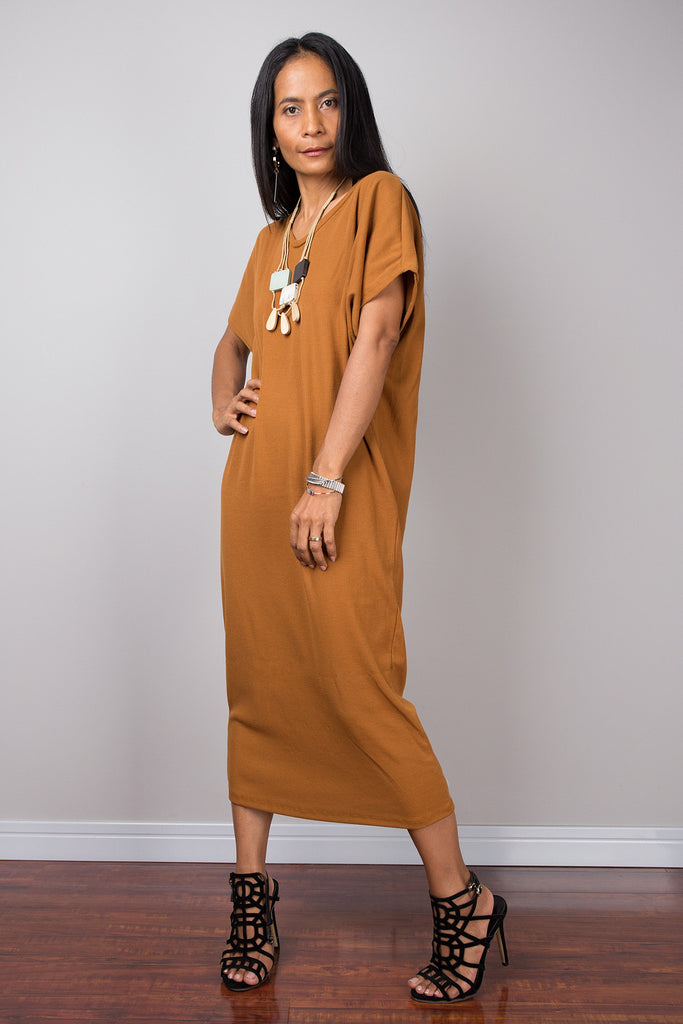 Brown Dress Loose fit dress tube dress a line dress short