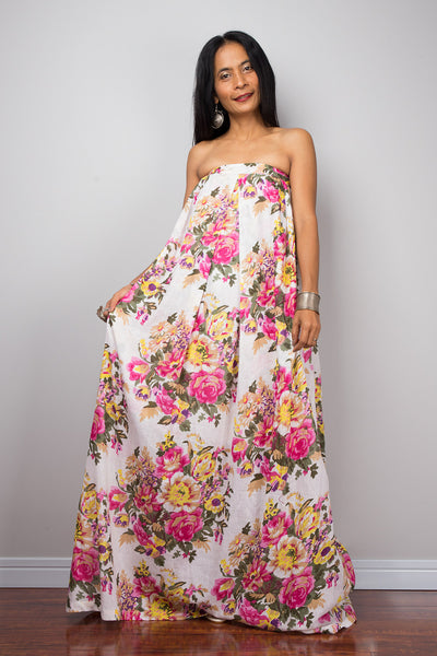 Floral dress, Summer Dress, Pink floral cotton dress, sleeveless maxi dress, maternity dress, sundress, Spring floral dress, tube dress