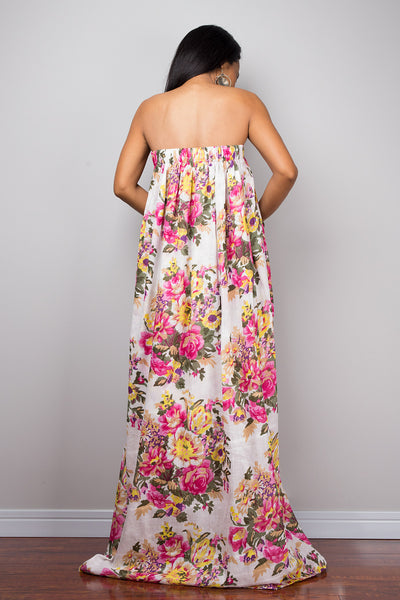 Floral dress, Summer Dress, Pink floral cotton dress, sleeveless maxi dress, maternity dress, sundress, Spring floral dress, tube dress