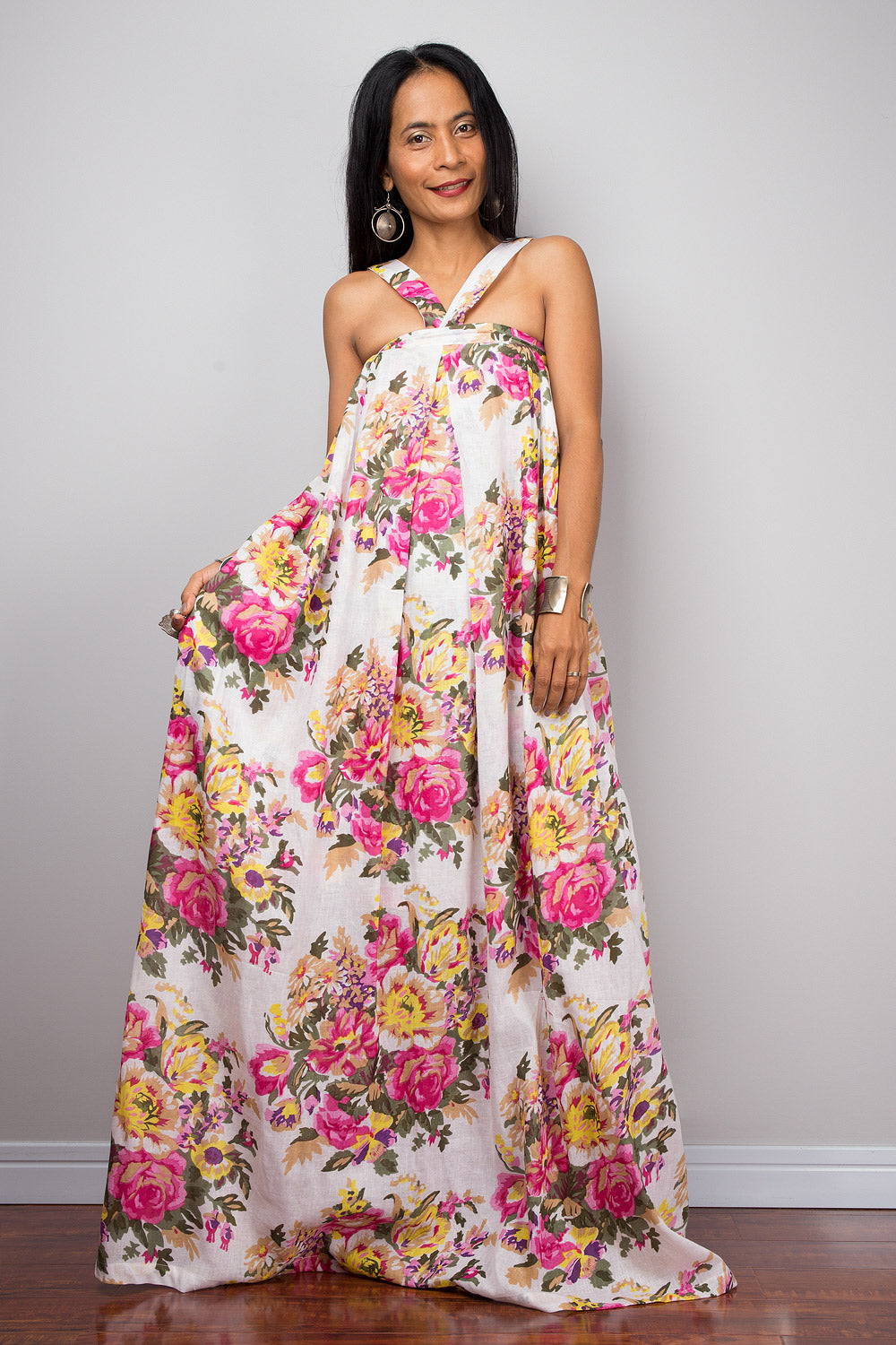 Floral dress, Summer Dress, Pink floral cotton dress, sleeveless