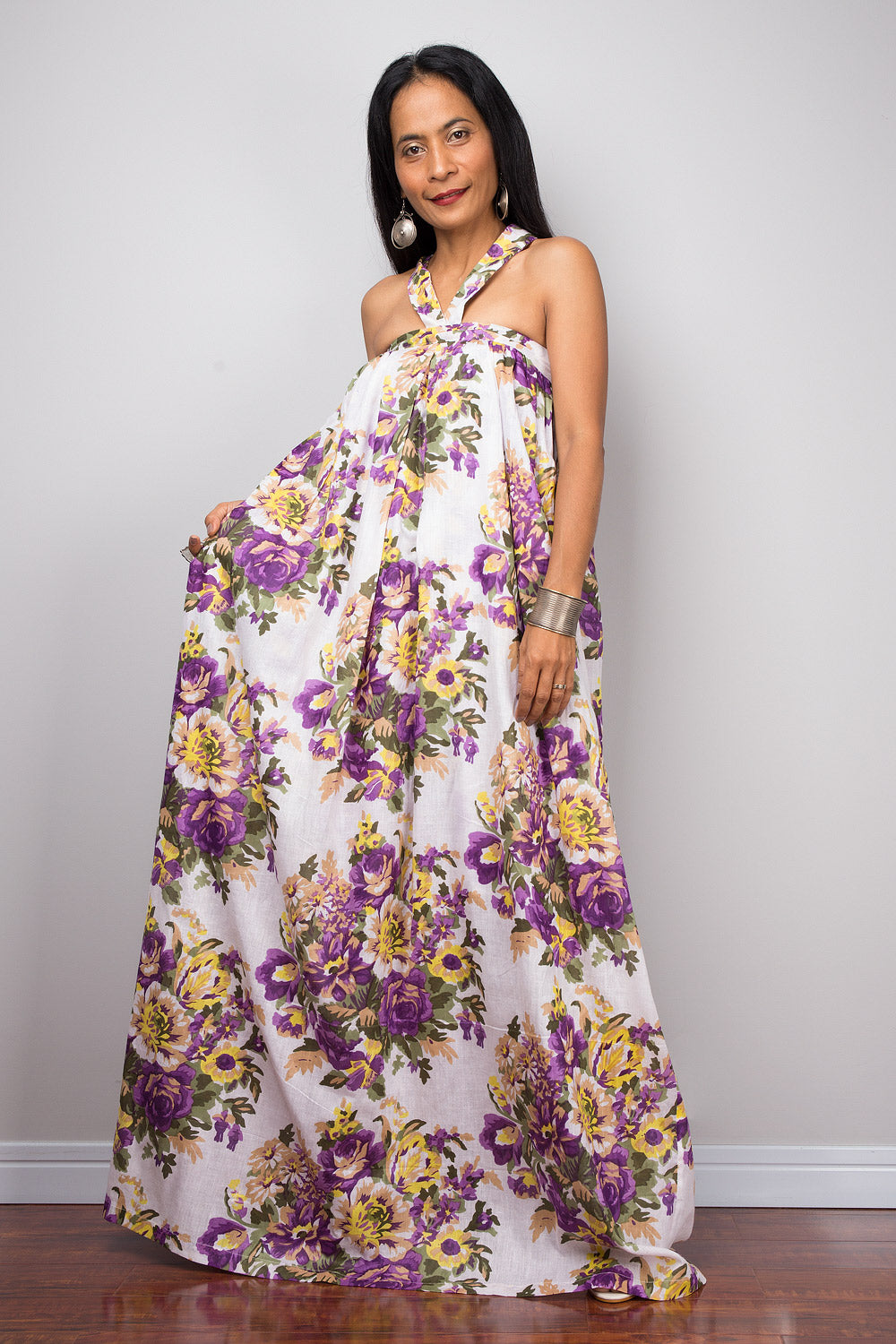 Floral dress, Summer Dress, floral cotton dress, sleeveless maxi dress –  Nuichan