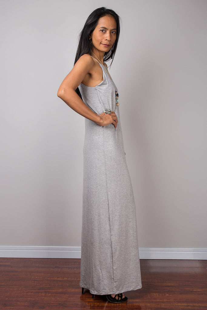 SALE ITEM Last in Stock , Halter Neck Grey Maxi Gown, Backless Maxi Grey  Dress 1070 -  Sweden